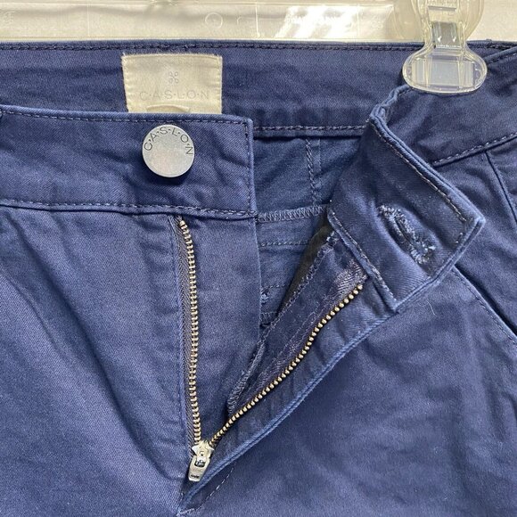 C.A.S.L.O.N Mid-Rise Straight Leg Stretch Chino Pants Women 4 Navy Side Pockets - Picture 8 of 16